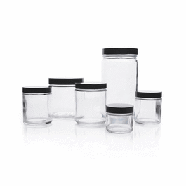DWK Life Sciences KIMBLE® Clear Straight-Sided Jars, Bulk Packed with PTFE-Faced LDPE Foam Lined Caps