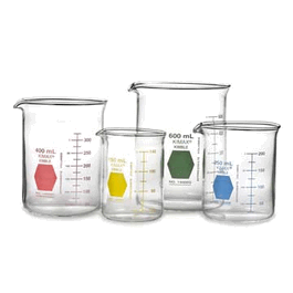 DWK Life Sciences KIMAX® Colorware Low Form Griffin Beakers - DWK Life Sciences (Kimble) Colorware Low Form Griffin Beaker, 250 mL, Red - 1 ea