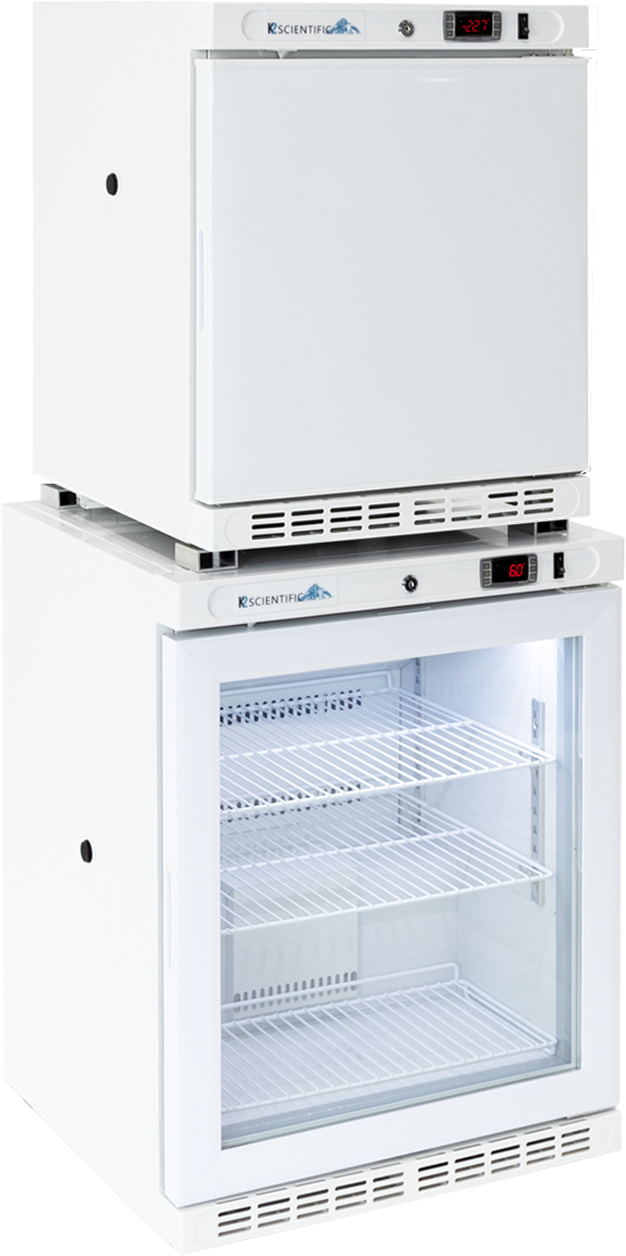4 Cu. Ft. Combination Glass Door Refrigerator & 2.5 Cu. Ft. Solid Door Freezer