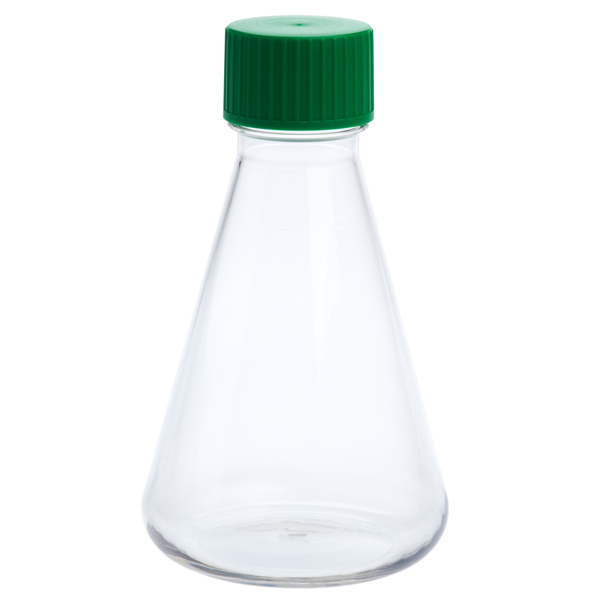 500mL Erlenmeyer Flask, Solid Cap, Plain Bottom, PETG, Sterile