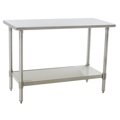 Flattop Stainless Steel Work Table with Stainless Steel Legs and Undershelf, 30 x 36