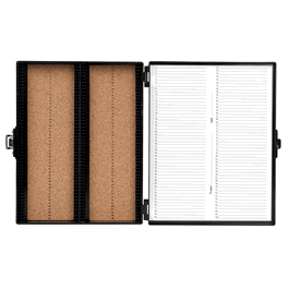 Heathrow Scientific® 100-Place, Cork Lined Slide Boxes - 100-Place Cork Lined Slide Box with Nickel Clasp, Blue, 208 x 175 x 34 mm - 1 ea