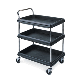 Metro® Deep Ledge Polymer Utility Carts - 2-Shelf Deep Ledge Utility Cart Gray, 21.5 x 32.75 in. - 1 ea