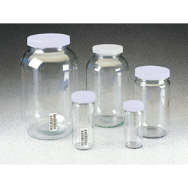 Thermo Scientific® Wide-Mouth Tall-Profile Clear Glass Jars with Closure - 125 mL Wide-Mouth Tall-Profile Clear Glass Jars with 48-400 mm Closure, Processed - 12 ea