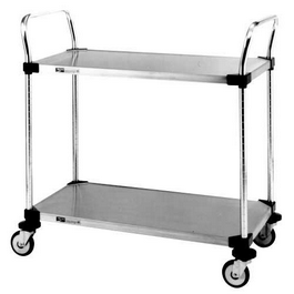 Metro® Two Solid-Shelf Utility Carts, MW100 Series - Two-Shelf Cart, 2 Solid Shelves, 18 x 30 in. - 1 ea