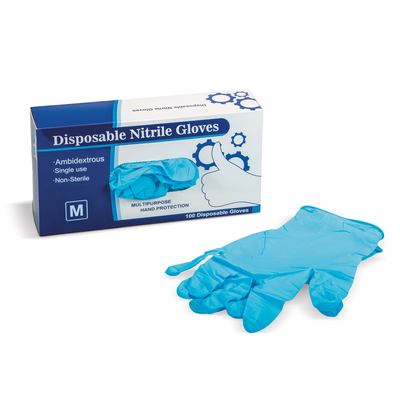 Nitrile Disposable Gloves, Medium, Box of 100