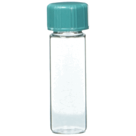 Qorpak® Screw Thread Vials, Vacuum AND Ionized, Clear Glass, Green Thermoset F217 AND PTFE Lined Cap