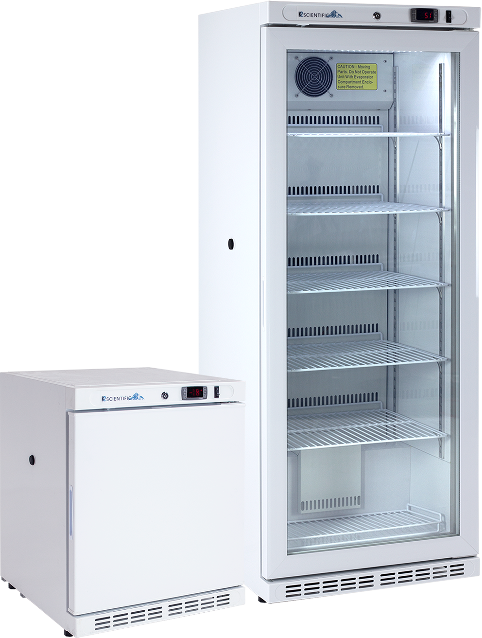 10 Cu. Ft. Combination Glass Door Refrigerator & 2.5 Cu. Ft. Solid Door Freezer