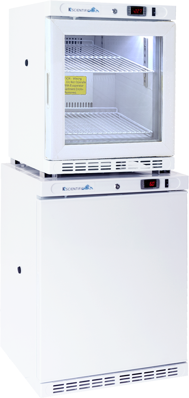 2.5 Cu. Ft. Combination Glass Door Refrigerator & 4 Cu. Ft. Solid Door Freezer