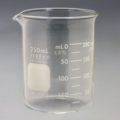 Pyrex® Glass Griffin Beaker, Low Form, Measuring, 250 mL