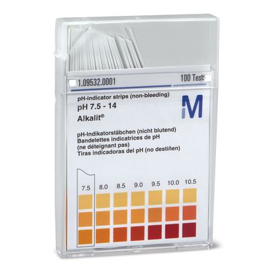 Universal pH Indicator Strips, Range 7.5-14, Pack of 100