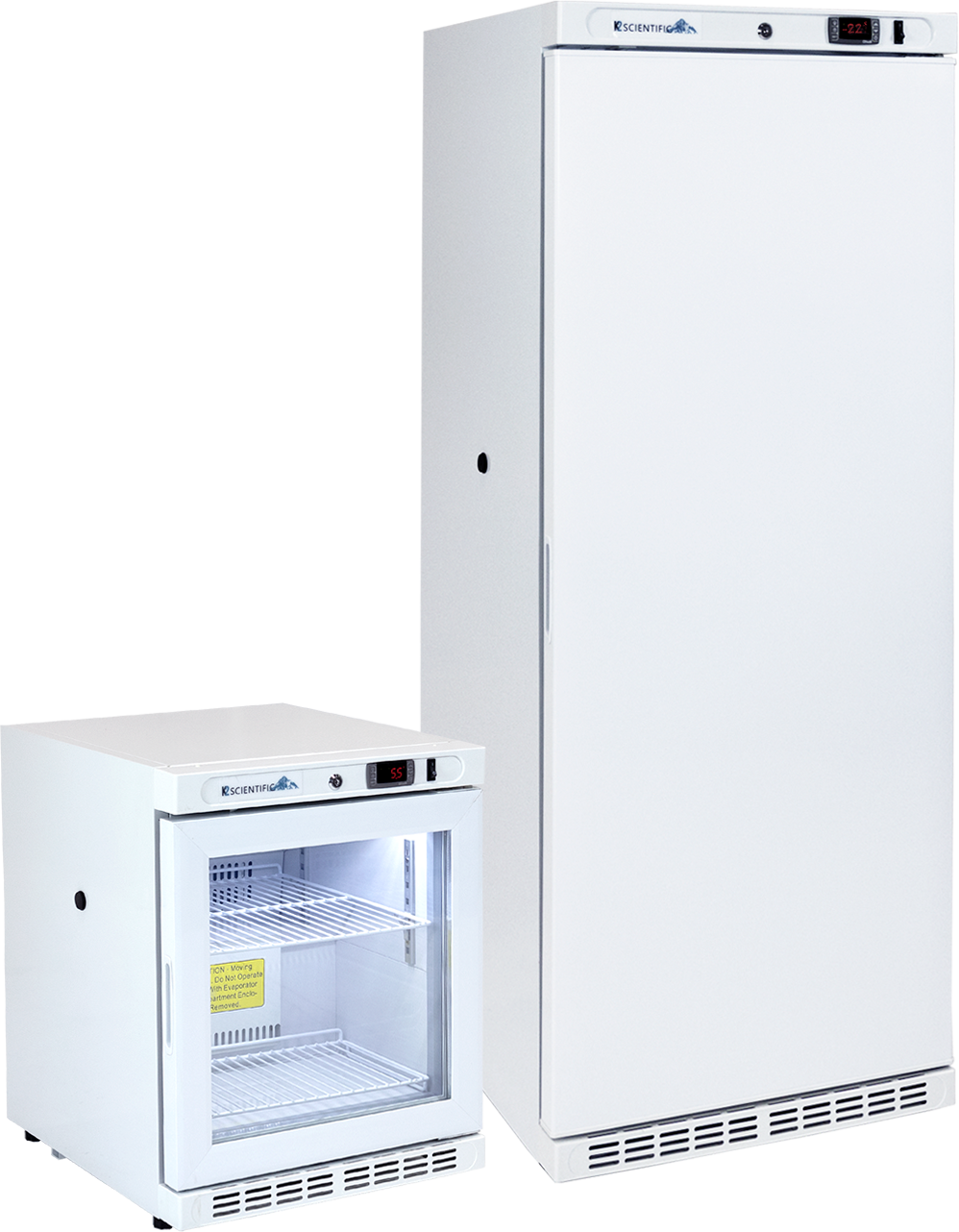 2.5 Cu. Ft. Combination Glass Door Refrigerator & 10 Cu. Ft. Solid Door Freezer