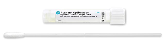 Puritan Opti-Swab Media Transport System - Sterile Elongated Flock Swab 1ml Amies Medium - LA 106