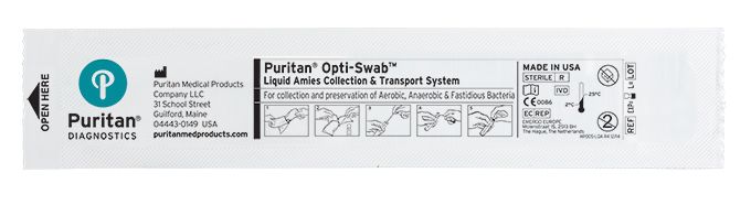 Puritan Opti-Swab Media Transport System - Sterile Elongated Flock Swab 1ml Amies Medium - LA 106