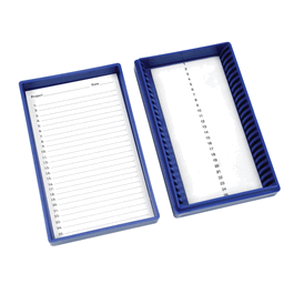Heathrow Scientific® 25-Place, Foam Lined Slide Boxes - 25-Place Foam Lined Slide Box, Blue, Friction Fit - 1 ea