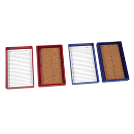 Heathrow Scientific® 25-Place, Cork Lined Slide Boxes - 25-Place Cork Lined Slide Box, Red, Friction Fit - 1 ea