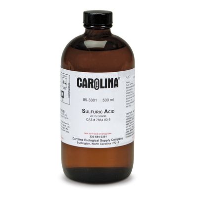 Sulfuric Acid, 18 M (95-98% v/v), Plastic-Coated Safety Bottle, ACS Grade, 500 mL
