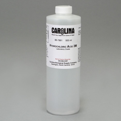 Hydrochloric Acid, 3 M (9% v/v), Laboratory Grade, 500 mL