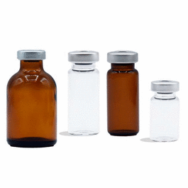 Sterile Glass Vials - 50 mL Sterile Glass Vial, Clear, 20 mm Stopper, Silver Seal - 25 ea