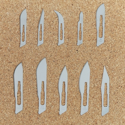 Scalpel Blades, Carbon Steel, Nonsterile, No. 24, Fits Handle No. 4, Pack of 4